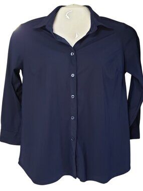 AMELIORA Women's Shirt 3/4 Sleeve Button Up Color Blue Size M